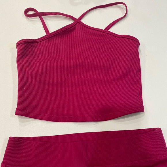 Alo yoga pink magenta crush sports bra xs biker shorts s   2 pc set - Picture 3 of 13